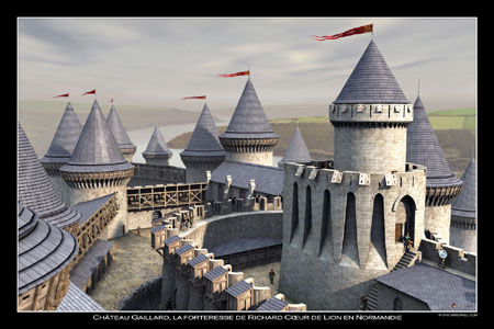 Vue 3D du donjon de château-gaillard by VirtuHall Concept Infographie 3D & Conception Graphique au service du Patrimoine Historique. Galleries d'Images et Posters.